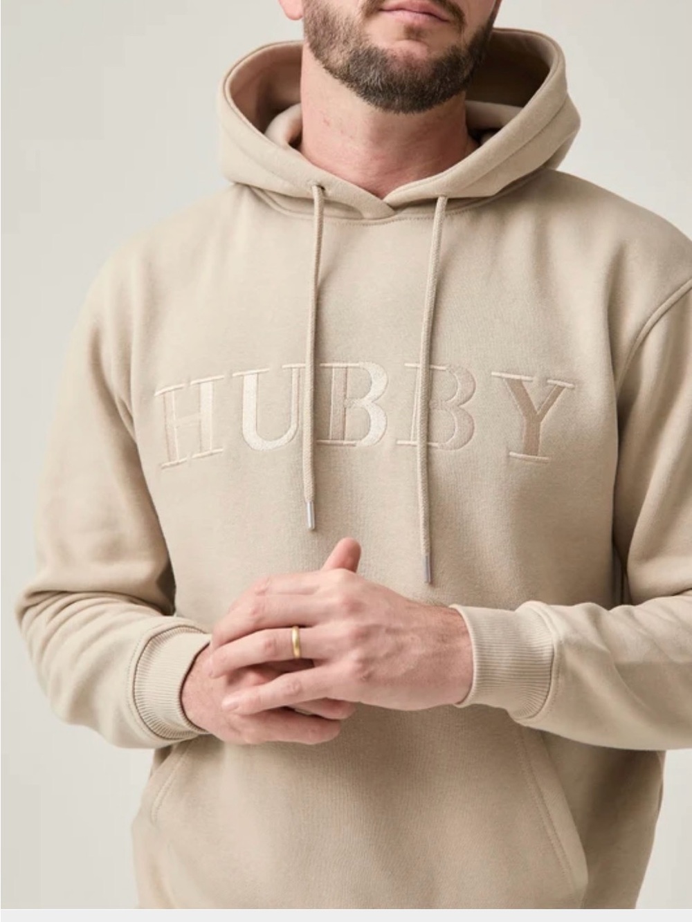 Six Stories Hubby Embroidered Hoodie - Beige